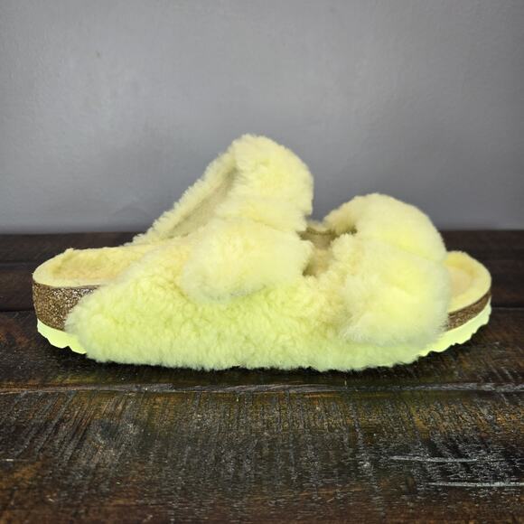 Birkenstock Arizona Shearling Womens 8 EU 39 Narrow Sandals Yellow Brown - Picture 5 of 10